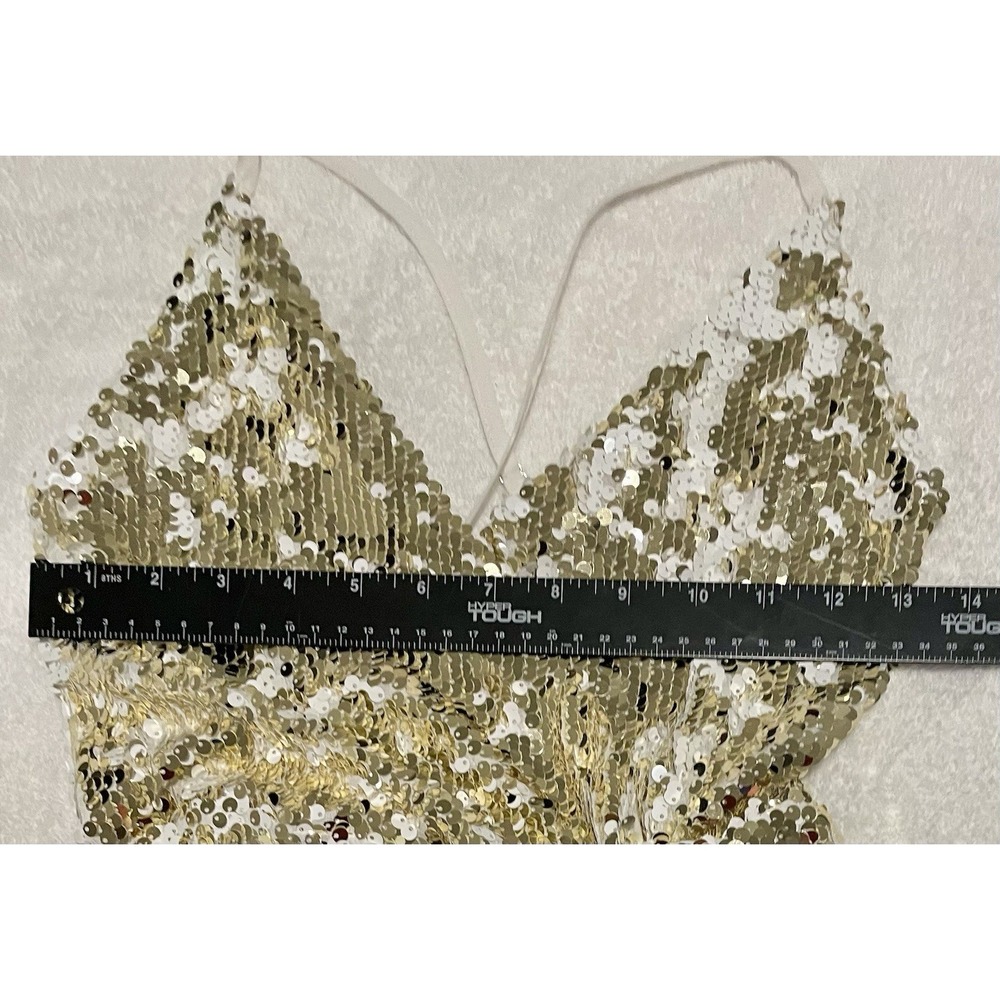 L'Atiste Formal Romper Womens Gold Party Club Sequin Size Small S Bachelorette‎ - Picture 5 of 9